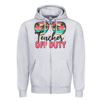 Heather Grey teacher off duty Zipper Hoodie - MaliasSmallBusiness