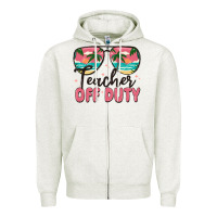 Oatmeal Heather teacher off duty Zipper Hoodie - MaliasSmallBusiness