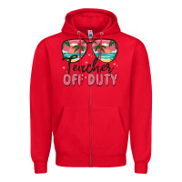 Red teacher off duty Zipper Hoodie - MaliasSmallBusiness