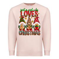 Pale Pink Just a girl who loves Christmas Premium Sweatshirt - NancyCooperArtShop