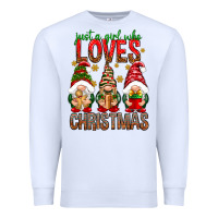 White Just a girl who loves Christmas Premium Sweatshirt - NancyCooperArtShop