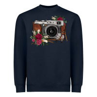 Navy floral feather vintage camera Heavyweight Sweatshirt - FaDigitalArtStudio