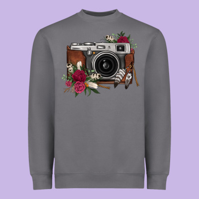 Floral Feather Vintage Camera Heavyweight Sweatshirt Designed By Fadigitalartstudio