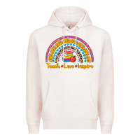Pale Pink back to school rainbow teach love inspire Premium Hoodie - AdoDesignShop