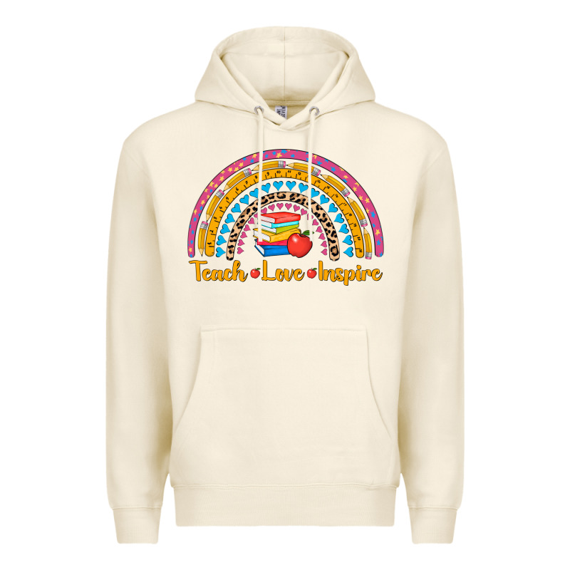 Back To School Rainbow Teach Love Inspire Premium Hoodie by AdoDesignShop | Teevron