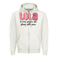 Oatmeal Heather lola in every season, she shines with grace Zipper Hoodie - MaliasSmallBusiness