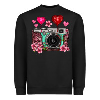 Black floral heart pink leopard vintage camera Heavyweight Sweatshirt - FaDigitalArtStudio