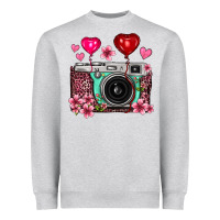 Heather Grey floral heart pink leopard vintage camera Heavyweight Sweatshirt - FaDigitalArtStudio