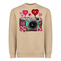 Mushroom floral heart pink leopard vintage camera Heavyweight Sweatshirt - FaDigitalArtStudio