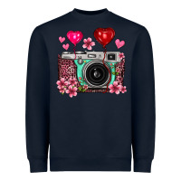 Navy floral heart pink leopard vintage camera Heavyweight Sweatshirt - FaDigitalArtStudio