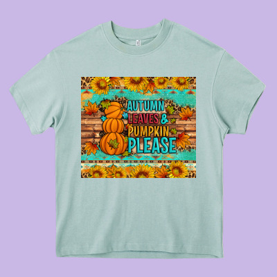 Autumn Leaves And Pumpkin Please Heavy Core Tee Designed By Artiststas