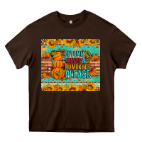 Chocolate Brown Autumn leaves and pumpkin please Heavy Core Tee - Artiststas