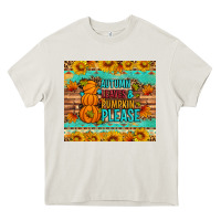 Cream Autumn leaves and pumpkin please Heavy Core Tee - Artiststas