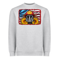 Heather Grey firefighter air mask and sunflower Heavyweight Sweatshirt - HRA Design Shop