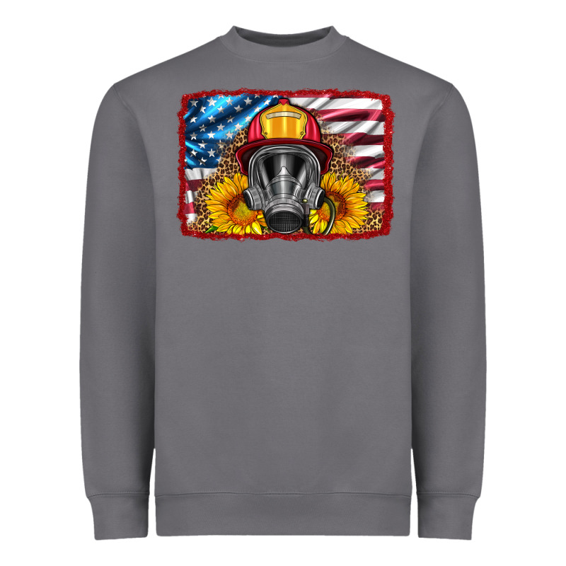 Firefighter Air Mask And Sunflower Heavyweight Sweatshirt by HRA Design Shop | Teevron