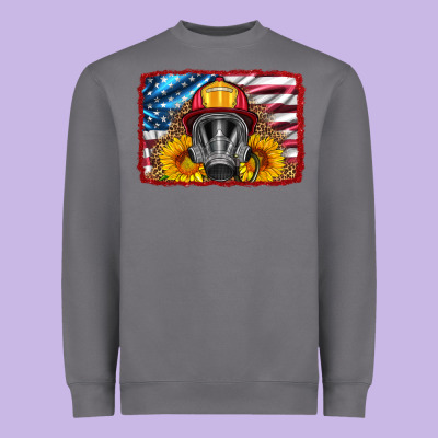 Firefighter Air Mask And Sunflower Heavyweight Sweatshirt Designed By Hra Design Shop