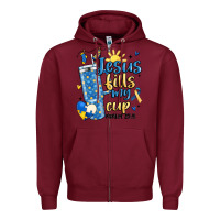 Burgundy down syndrome jesus fills my cup Zipper Hoodie - MaliasSmallBusiness