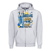 Heather Grey down syndrome jesus fills my cup Zipper Hoodie - MaliasSmallBusiness