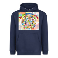 Navy im fine everything is fine with lights Heavyweight Hoodie - MaliasSmallBusiness
