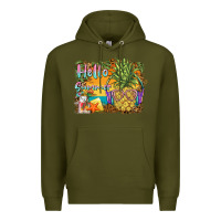 Army Green hello summer pineapple Premium Hoodie - BarkalooDesign