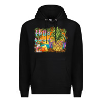 Black hello summer pineapple Premium Hoodie - BarkalooDesign