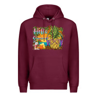 Burgundy hello summer pineapple Premium Hoodie - BarkalooDesign