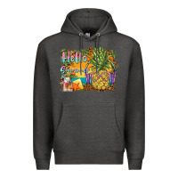 Charcoal Heather hello summer pineapple Premium Hoodie - BarkalooDesign