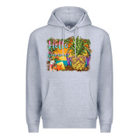 Heather Grey hello summer pineapple Premium Hoodie - BarkalooDesign