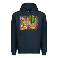 Navy hello summer pineapple Premium Hoodie - BarkalooDesign
