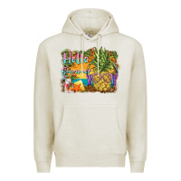 Oatmeal Heather hello summer pineapple Premium Hoodie - BarkalooDesign
