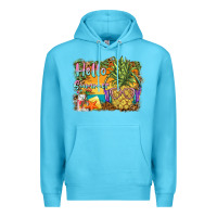 Ocean Blue hello summer pineapple Premium Hoodie - BarkalooDesign
