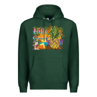 Sports Green hello summer pineapple Premium Hoodie - BarkalooDesign