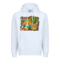 White hello summer pineapple Premium Hoodie - BarkalooDesign