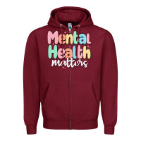 Burgundy mental health matters Zipper Hoodie - MaliasSmallBusiness