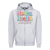 Heather Grey mental health matters Zipper Hoodie - MaliasSmallBusiness