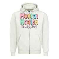 Oatmeal Heather mental health matters Zipper Hoodie - MaliasSmallBusiness