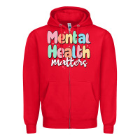 Red mental health matters Zipper Hoodie - MaliasSmallBusiness