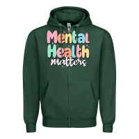 Sports Green mental health matters Zipper Hoodie - MaliasSmallBusiness