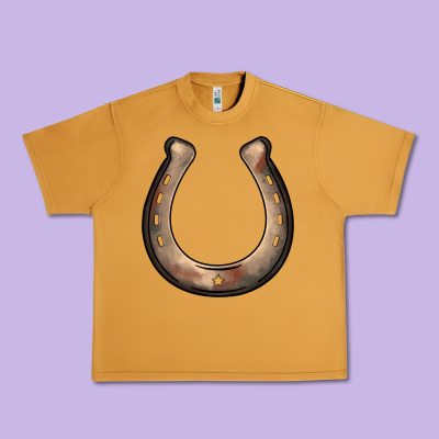 Western Horseshoe Urban Heavy Tee Designed By Barkaloodesign