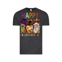 Vintage Black Happy hallothankmas dog Vintage Tee - FaDigitalArtStudio