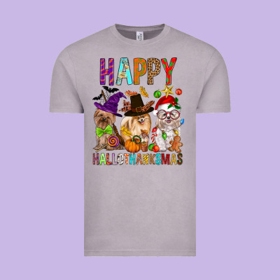 Happy Hallothankmas Dog Vintage Tee Designed By Fadigitalartstudio