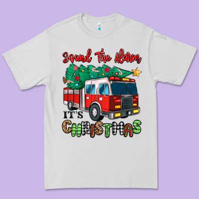 Premium Tee sound the alarm its christmas fire truck