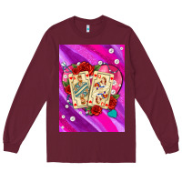 Burgundy playing cards with pearls and glitter air Long Sleeve Tee - AdoDesignShop