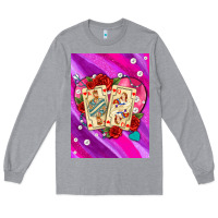 Heather Grey playing cards with pearls and glitter air Long Sleeve Tee - AdoDesignShop