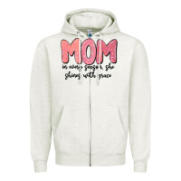 Oatmeal Heather mom in every season, she shines with grace Zipper Hoodie - MaliasSmallBusiness