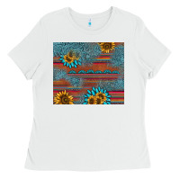 White sunflower gemstone serape tumbler Ladies Tee - AdoDesignShop