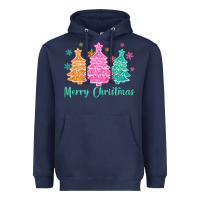 Navy merry christmas glitter trees Heavyweight Hoodie - MaliasSmallBusiness