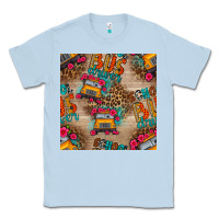 Dusty Blue school bus driver and flower seamless patterns Classic Tee - BundleAndBundleShop