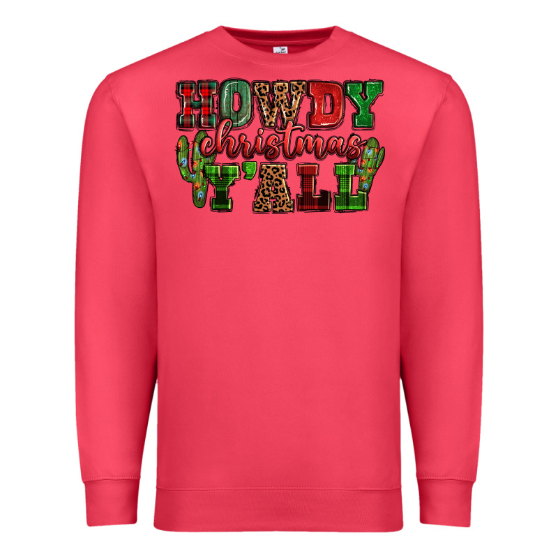 Howdy Christmas Y'all Premium Sweatshirt by NancyCooperArtShop | Teevron
