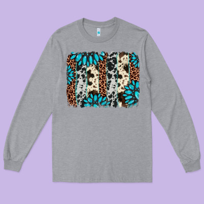 Gemstone Leopard Cowhide Brushstroke Long Sleeve Tee Designed By Adodesignshop